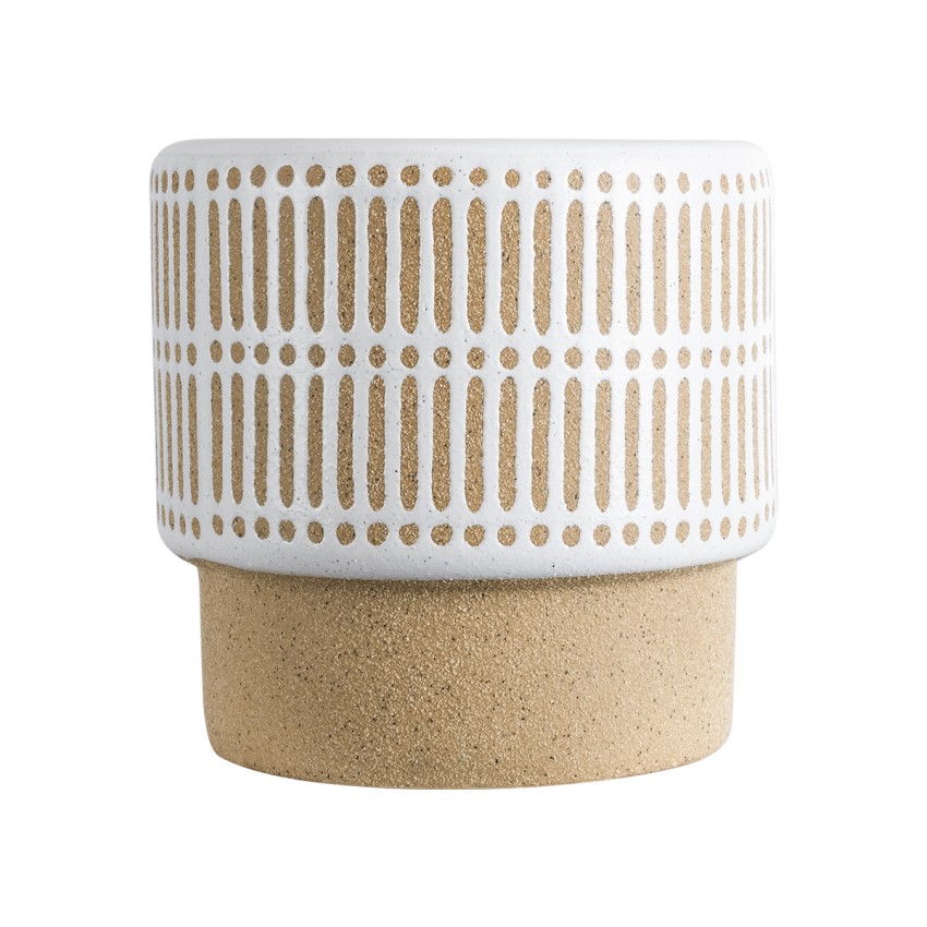 Τεχνητός Κήπος AMARETTO  Διακοσμητικό Κεραμικό Κασπώ Γλάστρα -  Μπεζ με Λευκό Φ11 x Υ11cm