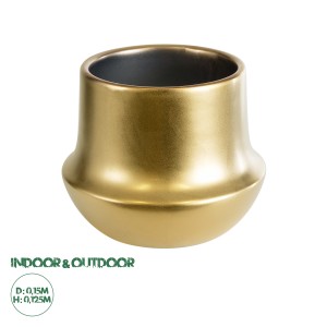 Τεχνητός Κήπος KERKYRA  Διακοσμητικό Κεραμικό Κασπώ Γλάστρα -  Χρυσό Φ15 x Υ12.5cm