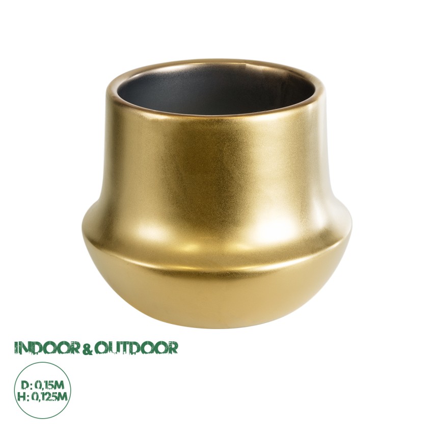 Τεχνητός Κήπος KERKYRA  Διακοσμητικό Κεραμικό Κασπώ Γλάστρα -  Χρυσό Φ15 x Υ12.5cm