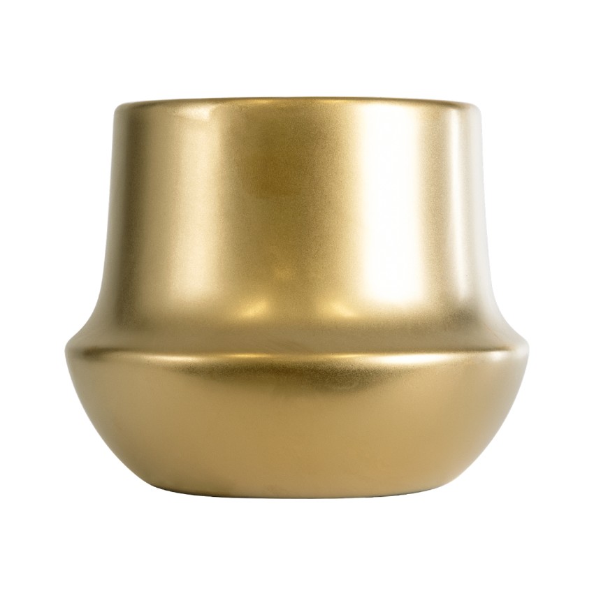 Τεχνητός Κήπος KERKYRA  Διακοσμητικό Κεραμικό Κασπώ Γλάστρα -  Χρυσό Φ15 x Υ12.5cm