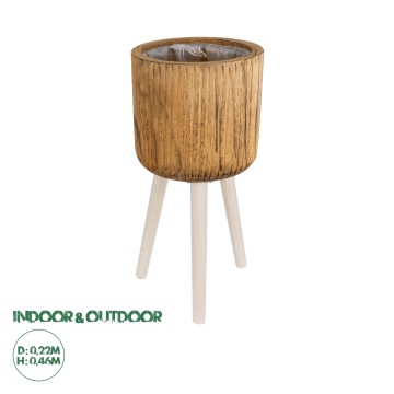 Τεχνητός Κήπος JAMAICA  Διακοσμητικό Ξύλινο Κασπώ Γλάστρα -  Καφέ Φ22 x Υ46cm