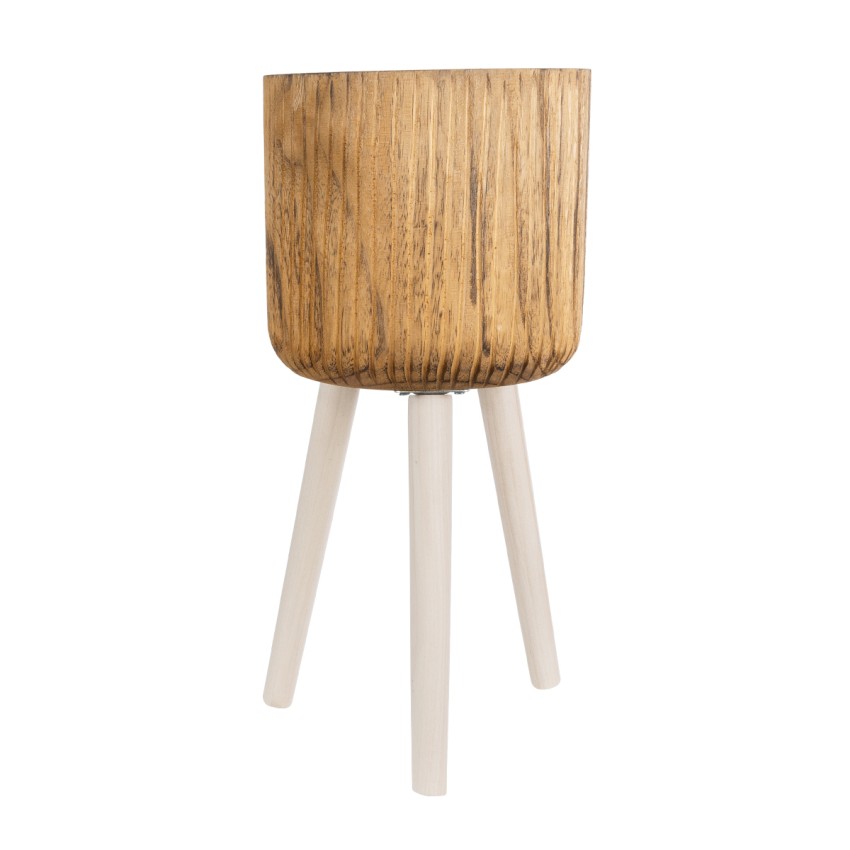 Τεχνητός Κήπος JAMAICA  Διακοσμητικό Ξύλινο Κασπώ Γλάστρα -  Καφέ Φ22 x Υ46cm