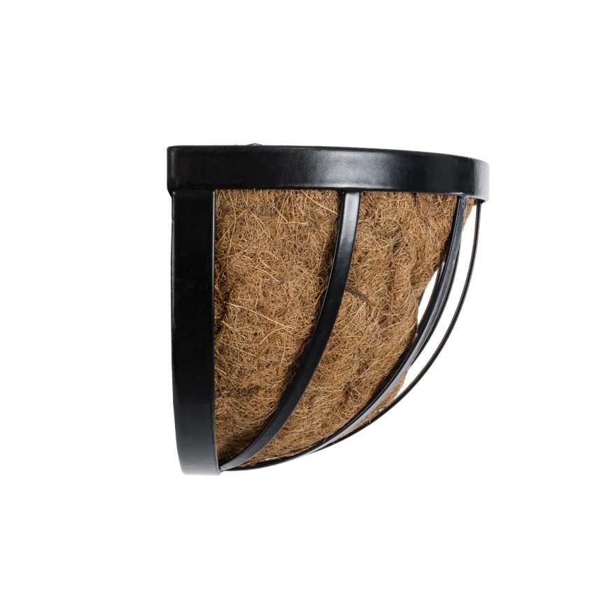 Τεχνητός Κήπος SALAMINA  Κρεμαστό Διακοσμητικό Κασπώ Γλάστρα -  από Φλοιό Καρύδας Καφέ με Μαύρη Μεταλλική Βάση Μ76 x Π19 x Υ18cm