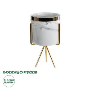 Τεχνητός Κήπος ALASKA  Διακοσμητικό Κεραμικό Κασπώ Γλάστρα -  Λευκό με Χρυσή Μεταλλική Βάση και Μαύρες Λεπτομέρειες Φ8 x Υ15cm Τεχνητός Κήπος ALASKA  Διακοσμητικό Κεραμικό Κασπώ Γλάστρα -  Λευκό με Χρυσή Μεταλλική Βάση και Μαύρες Λεπτομέρειες Φ8 x Υ15cm