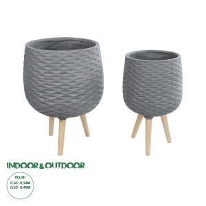 Τεχνητός Κήπος LOUISIANA  ΣΕΤ 2 Διακοσμητικά Πολυεστερικά Τσιμεντένιά Κασπώ Γλάστρες - s Γκρι A:Φ36 x Υ54cm B:Φ32 x Υ49cm
