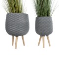Τεχνητός Κήπος LOUISIANA  ΣΕΤ 2 Διακοσμητικά Πολυεστερικά Τσιμεντένιά Κασπώ Γλάστρες - s Γκρι A:Φ36 x Υ54cm B:Φ32 x Υ49cm