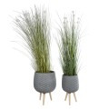Τεχνητός Κήπος LOUISIANA  ΣΕΤ 2 Διακοσμητικά Πολυεστερικά Τσιμεντένιά Κασπώ Γλάστρες - s Γκρι A:Φ36 x Υ54cm B:Φ32 x Υ49cm