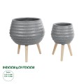 Τεχνητός Κήπος MARYLAND  ΣΕΤ 2 Διακοσμητικά Πολυεστερικά Τσιμεντένιά Κασπώ Γλάστρες - s Γκρι A:Φ39 x Υ45cm B:Φ29 x Υ40cm