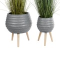 Τεχνητός Κήπος MARYLAND  ΣΕΤ 2 Διακοσμητικά Πολυεστερικά Τσιμεντένιά Κασπώ Γλάστρες - s Γκρι A:Φ39 x Υ45cm B:Φ29 x Υ40cm