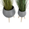 Τεχνητός Κήπος MARYLAND  ΣΕΤ 2 Διακοσμητικά Πολυεστερικά Τσιμεντένιά Κασπώ Γλάστρες - s Γκρι A:Φ39 x Υ45cm B:Φ29 x Υ40cm