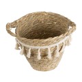 Τεχνητός Κήπος SANTORINI  Διακοσμητικό Πλεκτό Κασπώ Γλάστρα -  Μπεζ με Λευκό Φ17 x Υ16cm
