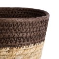 Τεχνητός Κήπος LEFKADA  Διακοσμητικό Πλεκτό Κασπώ Γλάστρα -  Μπεζ με Καφέ Φ18 x Υ15cm