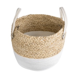 Τεχνητός Κήπος NEVADA  Διακοσμητικό Πλεκτό Κασπώ Γλάστρα -  Μπεζ με Λευκό Φ33 x Υ28cm