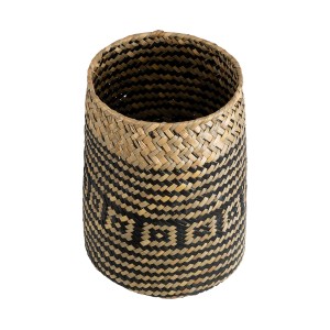 Τεχνητός Κήπος INDIANA  Διακοσμητικό Πλεκτό Καλάθι - Κασπώ Γλάστρα -  Καφέ με Μαύρο Φ18 x Υ22cm