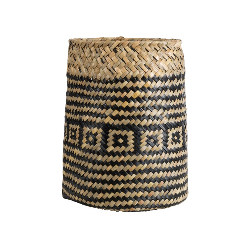 Τεχνητός Κήπος INDIANA  Διακοσμητικό Πλεκτό Καλάθι - Κασπώ Γλάστρα -  Καφέ με Μαύρο Φ18 x Υ22cm