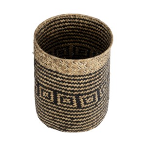 Τεχνητός Κήπος INDIANA  Διακοσμητικό Πλεκτό Καλάθι - Κασπώ Γλάστρα -  Καφέ με Μαύρο Φ19.5 x Υ26cm