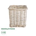Τεχνητός Κήπος KYOTO  Διακοσμητικό Πλεκτό Καλάθι - Κασπώ Γλάστρα -  Λευκό με Μπεζ Φ20 x Υ20cm