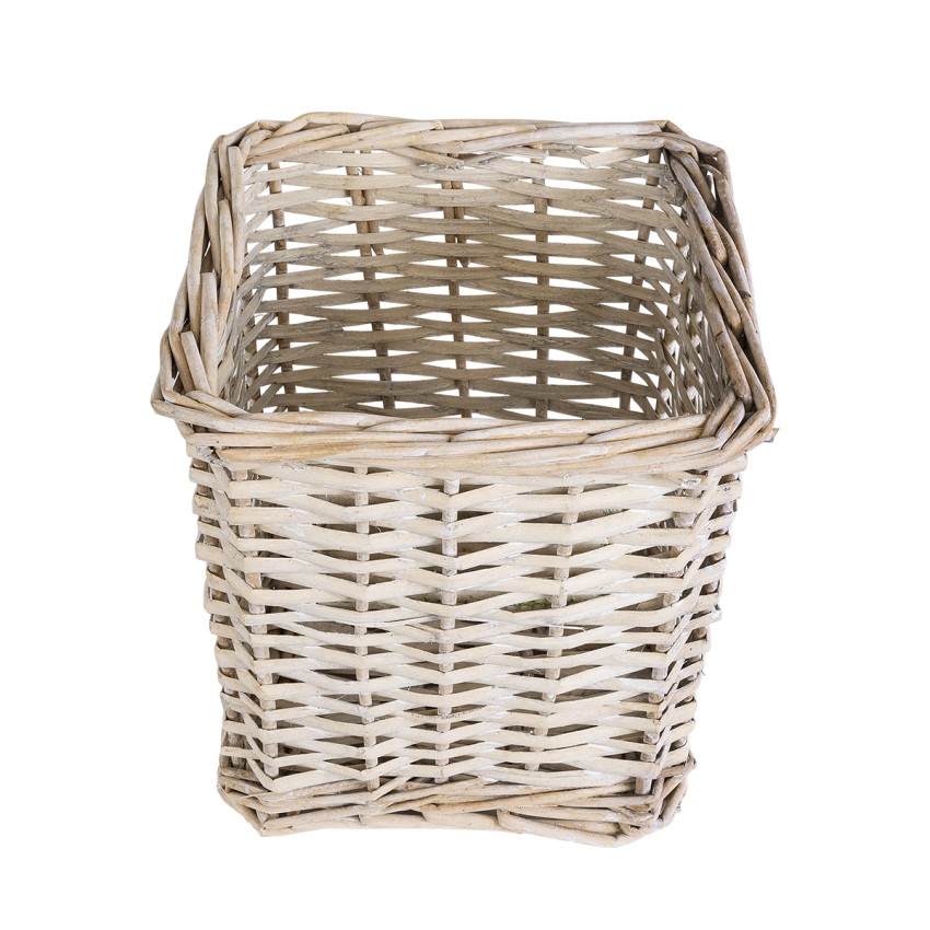 Τεχνητός Κήπος KYOTO  Διακοσμητικό Πλεκτό Καλάθι - Κασπώ Γλάστρα -  Λευκό με Μπεζ Φ20 x Υ20cm