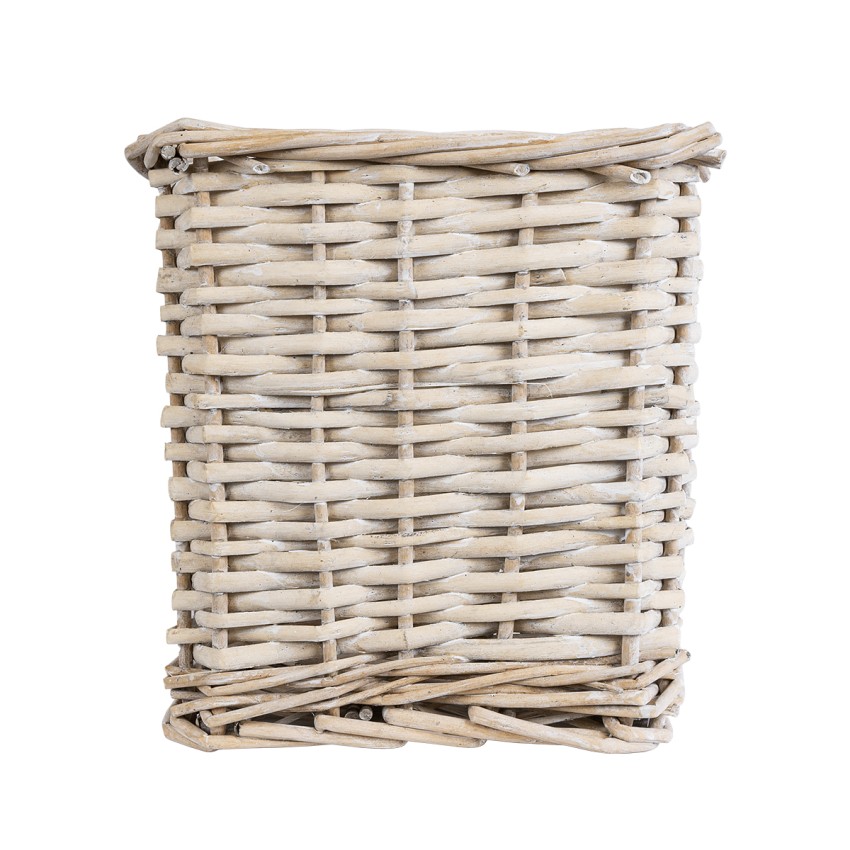 Τεχνητός Κήπος KYOTO  Διακοσμητικό Πλεκτό Καλάθι - Κασπώ Γλάστρα -  Λευκό με Μπεζ Φ20 x Υ20cm