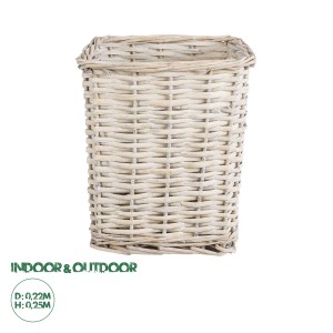 Τεχνητός Κήπος KYOTO  Διακοσμητικό Πλεκτό Καλάθι - Κασπώ Γλάστρα -  Λευκό με Μπεζ Φ22 x Υ25cm