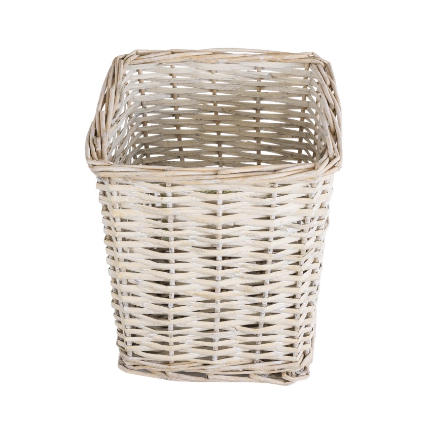 Τεχνητός Κήπος KYOTO  Διακοσμητικό Πλεκτό Καλάθι - Κασπώ Γλάστρα -  Λευκό με Μπεζ Φ22 x Υ25cm