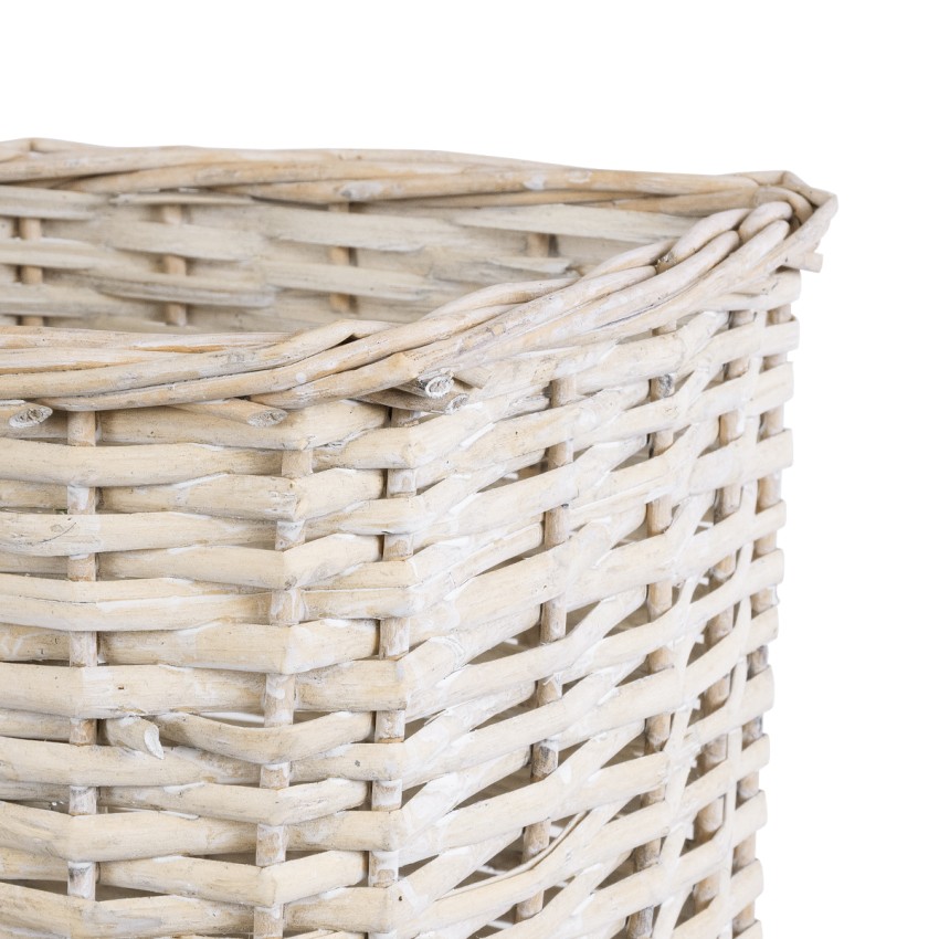 Τεχνητός Κήπος KYOTO  Διακοσμητικό Πλεκτό Καλάθι - Κασπώ Γλάστρα -  Λευκό με Μπεζ Φ22 x Υ25cm