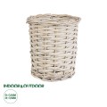Τεχνητός Κήπος DOMINGO  Διακοσμητικό Πλεκτό Καλάθι - Κασπώ Γλάστρα -  Λευκό με Μπεζ Φ16 x Υ18cm