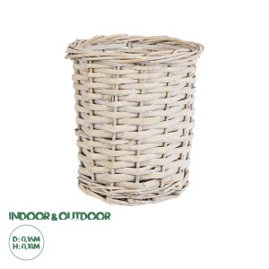 Τεχνητός Κήπος DOMINGO  Διακοσμητικό Πλεκτό Καλάθι - Κασπώ Γλάστρα -  Λευκό με Μπεζ Φ16 x Υ18cm