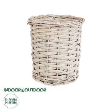 Τεχνητός Κήπος DOMINGO  Διακοσμητικό Πλεκτό Καλάθι - Κασπώ Γλάστρα -  Λευκό με Μπεζ Φ16 x Υ18cm