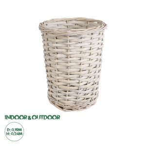 Τεχνητός Κήπος DOMINGO  Διακοσμητικό Πλεκτό Καλάθι - Κασπώ Γλάστρα -  Λευκό με Μπεζ Φ19 x Υ24cm