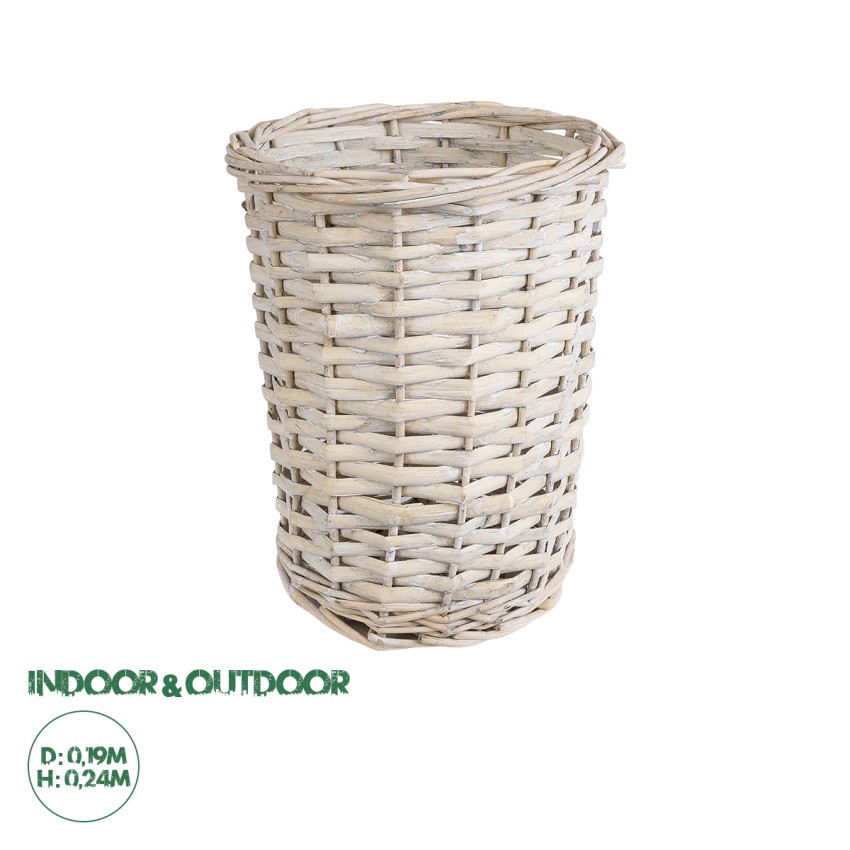 Τεχνητός Κήπος DOMINGO  Διακοσμητικό Πλεκτό Καλάθι - Κασπώ Γλάστρα -  Λευκό με Μπεζ Φ19 x Υ24cm