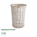 Τεχνητός Κήπος DOMINGO  Διακοσμητικό Πλεκτό Καλάθι - Κασπώ Γλάστρα -  Λευκό με Μπεζ Φ21 x Υ30cm