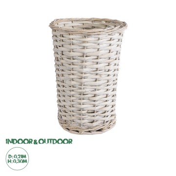 Τεχνητός Κήπος DOMINGO  Διακοσμητικό Πλεκτό Καλάθι - Κασπώ Γλάστρα -  Λευκό με Μπεζ Φ21 x Υ30cm