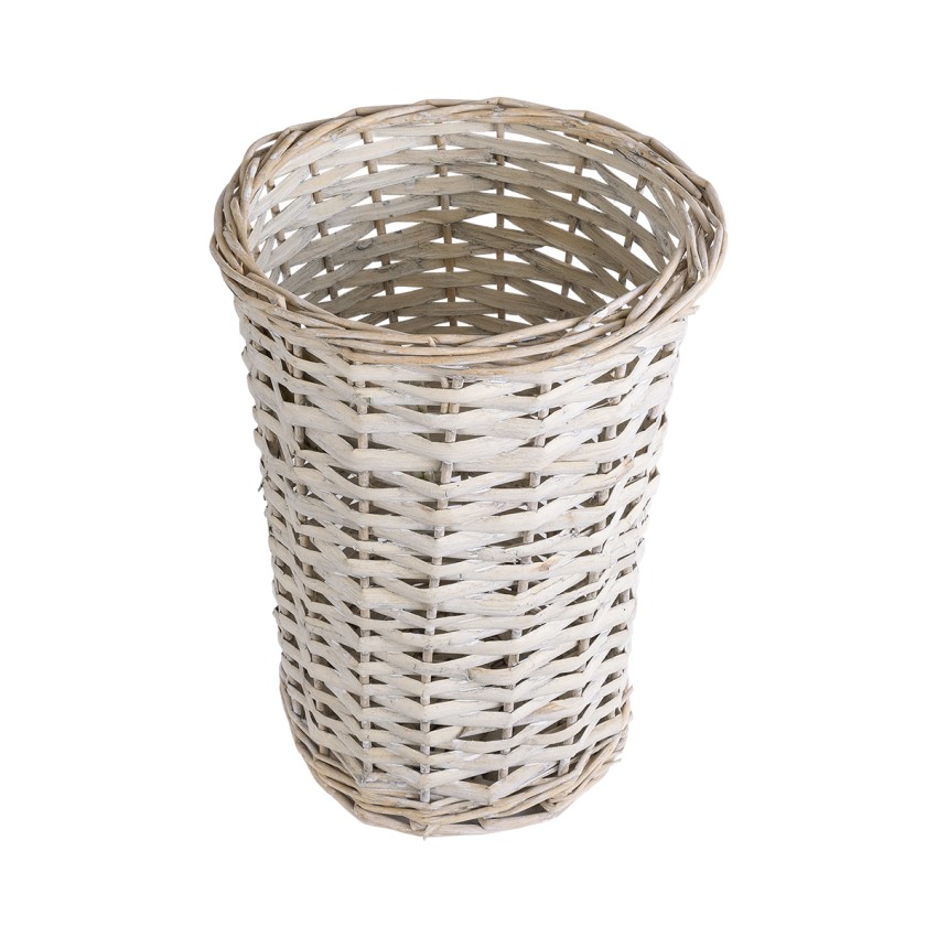 Τεχνητός Κήπος DOMINGO  Διακοσμητικό Πλεκτό Καλάθι - Κασπώ Γλάστρα -  Λευκό με Μπεζ Φ21 x Υ30cm