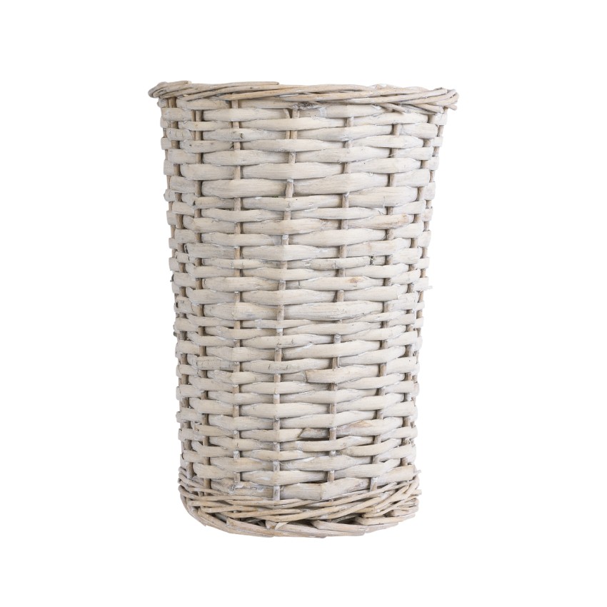 Τεχνητός Κήπος DOMINGO  Διακοσμητικό Πλεκτό Καλάθι - Κασπώ Γλάστρα -  Λευκό με Μπεζ Φ21 x Υ30cm