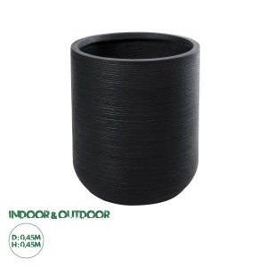 Τεχνητός Κήπος DAMASCUS  Διακοσμητικό Πολυεστερικό Τσιμεντένιο Κασπώ Γλάστρα -  Μαύρο Φ45 x Υ45cm