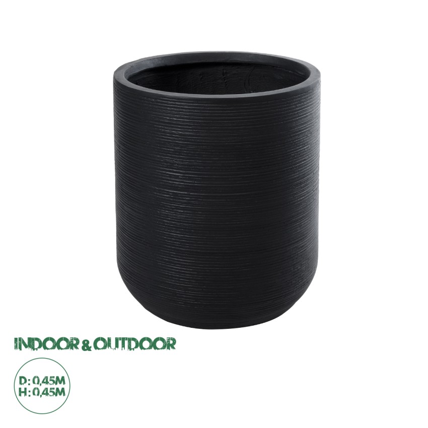 Τεχνητός Κήπος DAMASCUS  Διακοσμητικό Πολυεστερικό Τσιμεντένιο Κασπώ Γλάστρα -  Μαύρο Φ45 x Υ45cm