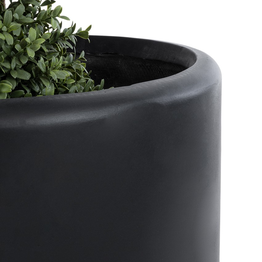 Τεχνητός Κήπος PUEBLA  Διακοσμητικό Πολυεστερικό Τσιμεντένιο Κασπώ Γλάστρα -  Μαύρο Φ51 x Υ56cm