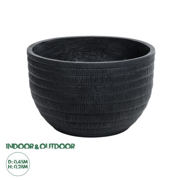 Τεχνητός Κήπος VEGAS  Διακοσμητικό Πολυεστερικό Τσιμεντένιο Κασπώ Γλάστρα -  Μαύρο Φ45 x Υ28cm