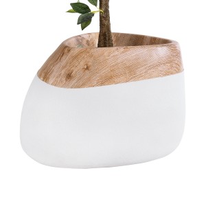 Τεχνητός Κήπος PANDORA  Επιδαπέδιο Πολυεστερικό Τσιμεντένιο Κασπώ Γλάστρα -  Λευκό με Καφέ Μ60 x Π55 x Υ43cm