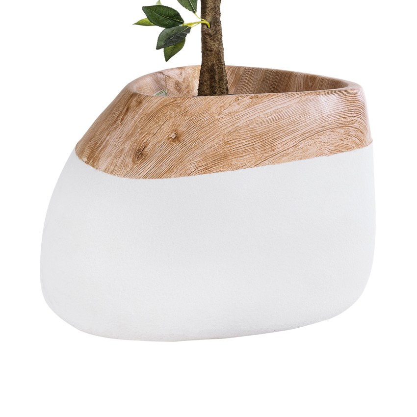 Τεχνητός Κήπος PANDORA  Επιδαπέδιο Πολυεστερικό Τσιμεντένιο Κασπώ Γλάστρα -  Λευκό με Καφέ Μ60 x Π55 x Υ43cm