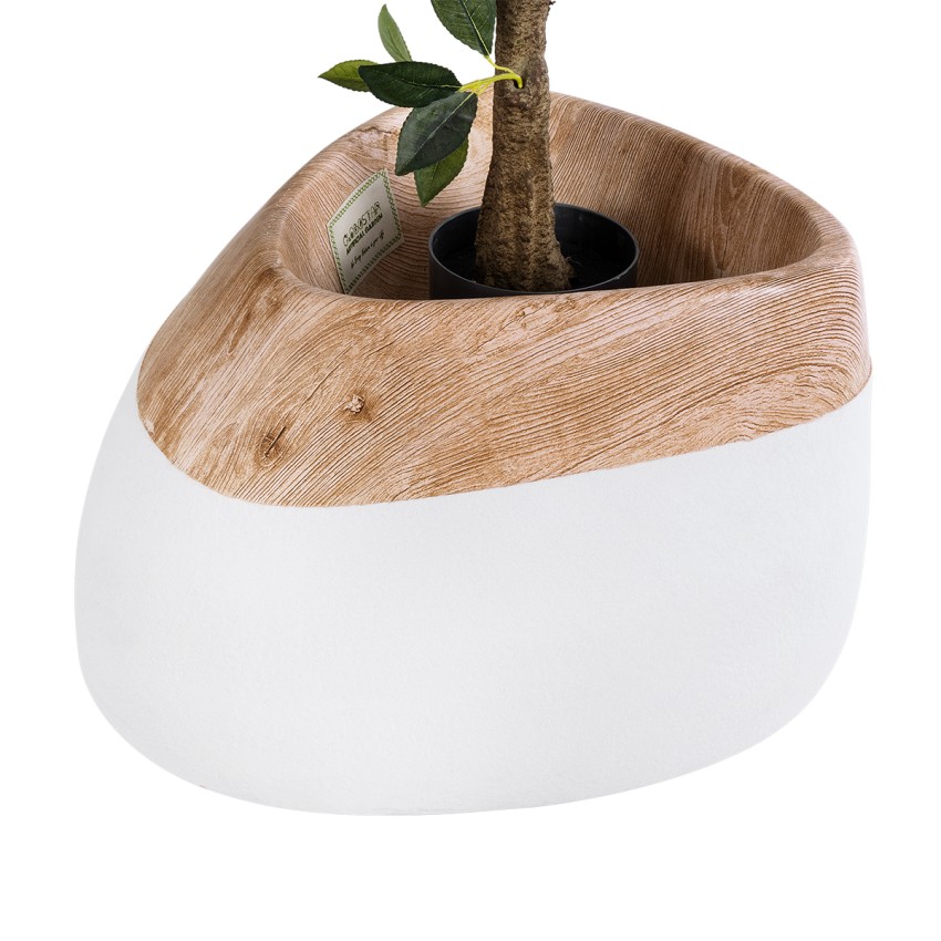 Τεχνητός Κήπος PANDORA  Επιδαπέδιο Πολυεστερικό Τσιμεντένιο Κασπώ Γλάστρα -  Λευκό με Καφέ Μ60 x Π55 x Υ43cm