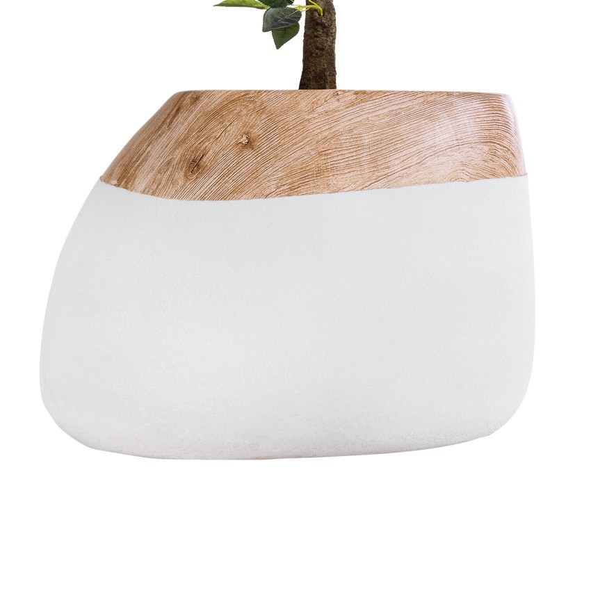 Τεχνητός Κήπος PANDORA  Επιδαπέδιο Πολυεστερικό Τσιμεντένιο Κασπώ Γλάστρα -  Λευκό με Καφέ Μ60 x Π55 x Υ43cm