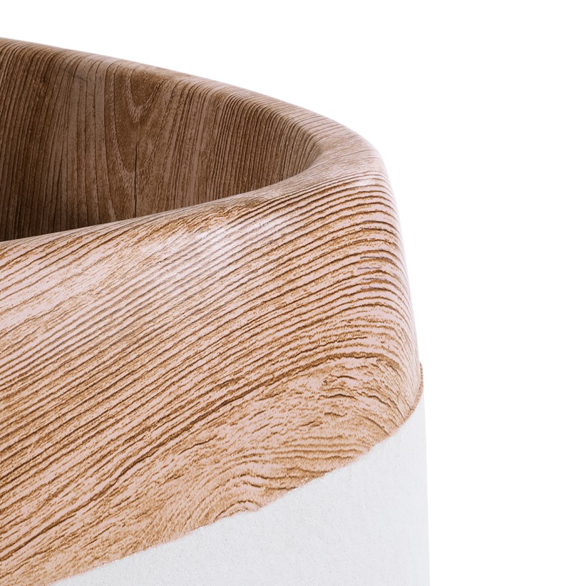 Τεχνητός Κήπος PANDORA  Επιδαπέδιο Πολυεστερικό Τσιμεντένιο Κασπώ Γλάστρα -  Λευκό με Καφέ Μ60 x Π55 x Υ43cm