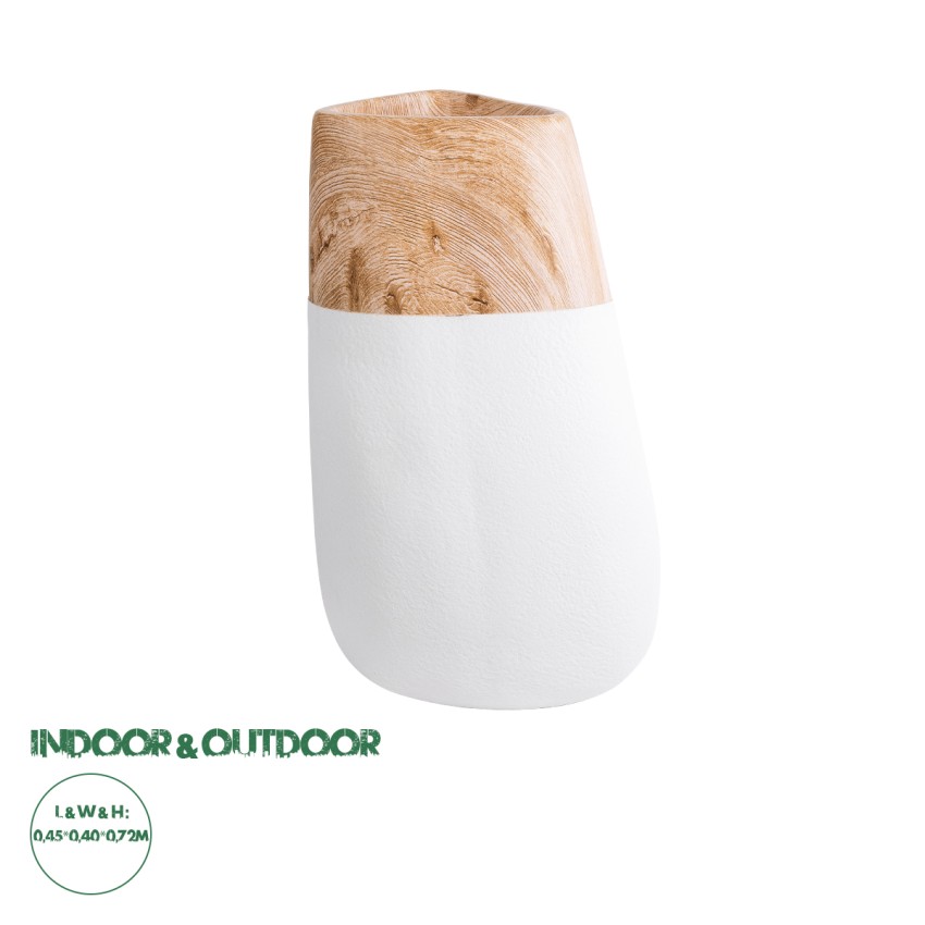 Τεχνητός Κήπος PANDORA  Επιδαπέδιο Πολυεστερικό Τσιμεντένιο Κασπώ Γλάστρα -  Λευκό με Καφέ Μ45 x Π40 x Υ72cm