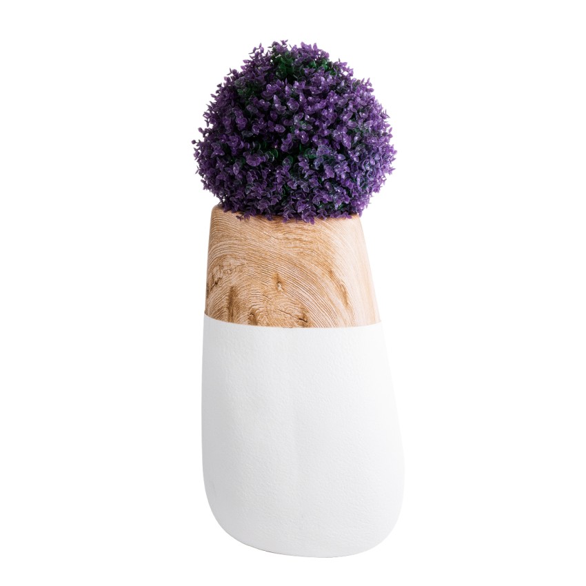 Τεχνητός Κήπος PANDORA  Επιδαπέδιο Πολυεστερικό Τσιμεντένιο Κασπώ Γλάστρα -  Λευκό με Καφέ Μ45 x Π40 x Υ72cm