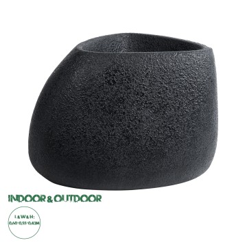 Τεχνητός Κήπος CHLOE  Επιδαπέδιο Πολυεστερικό Τσιμεντένιο Κασπώ Γλάστρα -  Μαύρο Μ60 x Π55 x Υ43cm
