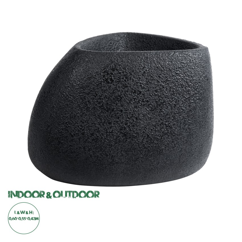 Τεχνητός Κήπος CHLOE  Επιδαπέδιο Πολυεστερικό Τσιμεντένιο Κασπώ Γλάστρα -  Μαύρο Μ60 x Π55 x Υ43cm