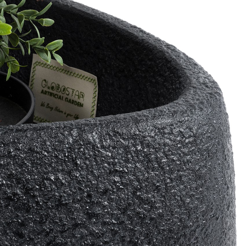 Τεχνητός Κήπος CHLOE  Επιδαπέδιο Πολυεστερικό Τσιμεντένιο Κασπώ Γλάστρα -  Μαύρο Μ60 x Π55 x Υ43cm