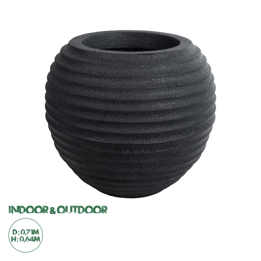 Τεχνητός Κήπος ILAEIRA  Επιδαπέδιο Πολυεστερικό Τσιμεντένιο Κασπώ Γλάστρα -  Μαύρο Φ71 x Υ64cm